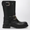 Dolce & Gabbana Black Leather Boot With Buckles In Black