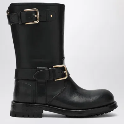 Dolce & Gabbana Black Leather Boot With Buckles