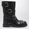 Dolce & Gabbana Black Leather Boots With Straps In Black