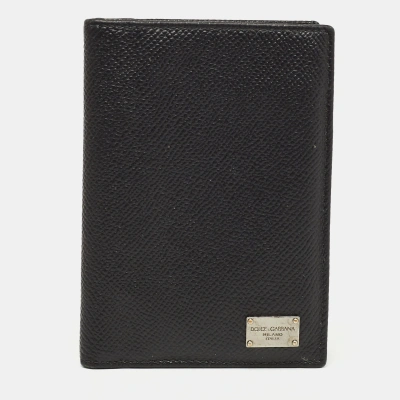 Pre-owned Dolce & Gabbana Dolce And Gabbana Black Leather Logo Bifold Card Case