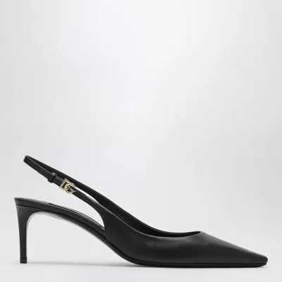 DOLCE & GABBANA DOLCE&GABBANA BLACK LEATHER SLINGBACK DÉCOLLETÉ WOMEN