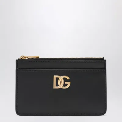 Dolce & Gabbana Dolce&gabbana Black Leather Zip Card Holder With Dg Logo