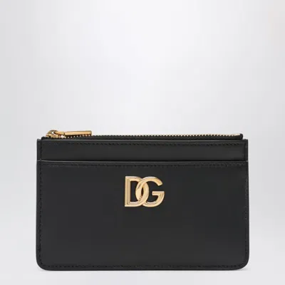 Dolce & Gabbana Dolce&gabbana Black Leather Zip Card Holder With Dg Logo