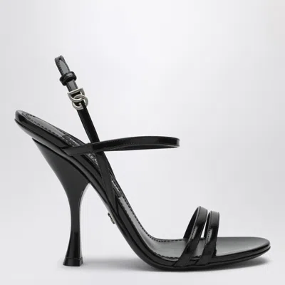 Dolce & Gabbana Black Polished Calf Leather Sandals