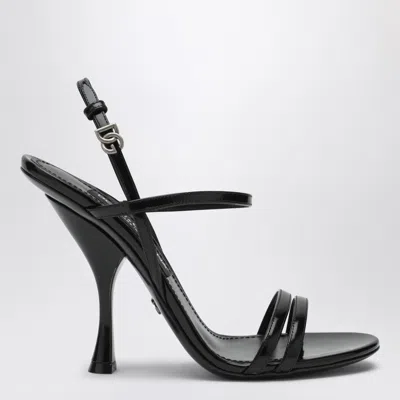 Dolce & Gabbana Dolce E Gabbana Black Polished Calf Leather Stiletto Sandals With Dg Buckle