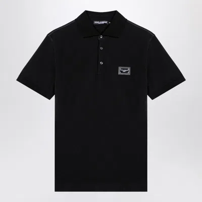 Dolce & Gabbana Dolce&gabbana Black Polo With Logo Plaque Men