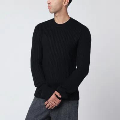 Dolce & Gabbana Black Ribbed Wool Sweater