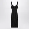 Dolce & Gabbana Satin Bustier Longuette Dress In Black