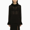 DOLCE & GABBANA DOLCE&GABBANA BLACK SILK BLEND SHIRT WITH PLEATED COLLAR AND CUFFS