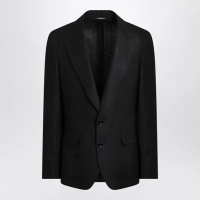 Dolce & Gabbana Single-breasted Linen Fabric Jacket In Black