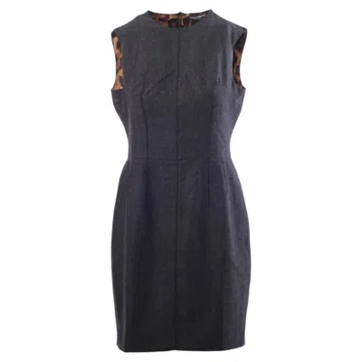 Pre-owned Dolce & Gabbana Dolce&gabbana Black Tailored Sheath Dress With Leopard Print Details -'00s