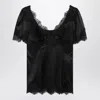 Dolce & Gabbana Satin And Lace Short Sleeve Top