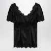Dolce & Gabbana Lace-trimmed Silk Satin Top