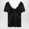 Dolce & Gabbana Lace-trimmed Silk Satin Top In Black