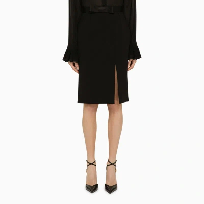 Dolce & Gabbana Dolce&gabbana Black Wool-blend Midi Pencil Skirt
