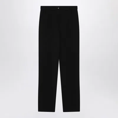 Dolce & Gabbana Wool Canvas Trousers Front Pleats Belt Loops In Black