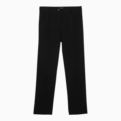 Dolce & Gabbana Piped Stretch-wool Straight-leg Pants In Black