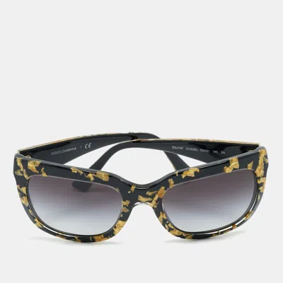 Pre-owned Dolce & Gabbana Dolce And Gabbana Black/gold Gradient Dg 4197 Square Sunglasses