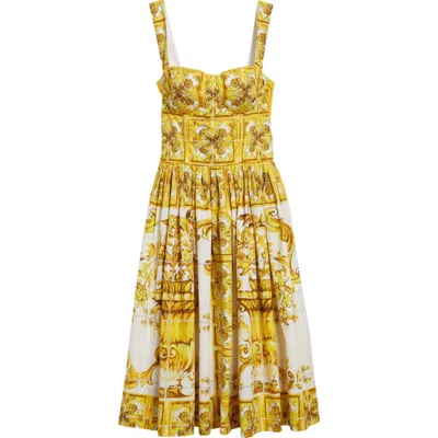 DOLCE & GABBANA DOLCE&GABBANA BLU MEDITERRANEO BUSTIER POPLIN SUNDRESS