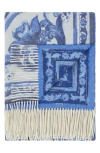 Dolce & Gabbana Dolce&gabbana Blu Meditteraneo Cashmere Throw Blanket In Navy