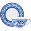 Dolce & Gabbana Dolce&gabbana Blu Meditteraneo Fiore Piccolo Espresso Cup & Saucer Set In Navy
