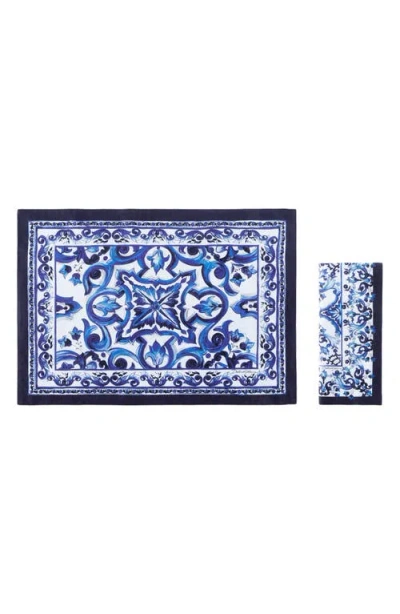 Dolce & Gabbana Set Linen Placemat And Napkin In Multicolor