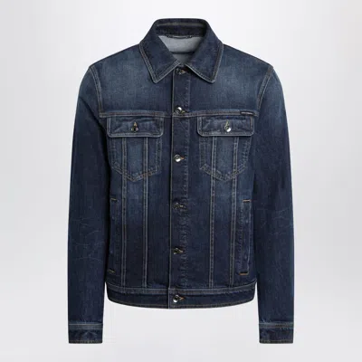 Dolce & Gabbana Classic Fit Denim Shirt Jacket With Button Cuffs And Side Pockets In Blue