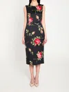 Dolce & Gabbana Women Black Dress With All-over Floral Print In Silk Woman