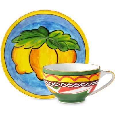 Dolce & Gabbana Dolce&gabbana Carretto Lemon Espresso Cup & Saucer Set In Multi