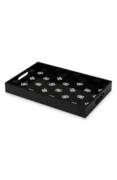 Dolce & Gabbana Dolce&gabbana Carretto Rectangular Wood Tray In Black