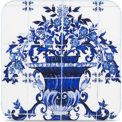 Dolce & Gabbana Dolce&gabbana Carretto Set Of 12 Reversible Paper Coasters In Navy