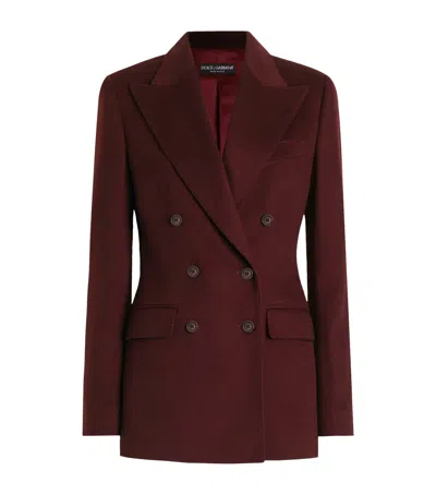 Dolce & Gabbana Dolce&gabbana Cashmere Double-breasted Blazer In Burgundy