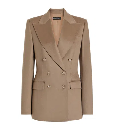 Dolce & Gabbana Dolce&gabbana Cashmere Double-breasted Blazer In Brown