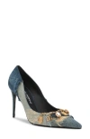 Dolce & Gabbana Dolce&gabbana Charm Embellished Pointed Toe Pump In Blue