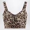 Dolce & Gabbana Charmeuse Bustier With Leopard Print In Animal Print