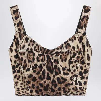 DOLCE & GABBANA DOLCE&GABBANA CHARMEUSE BUSTIER WITH LEOPARD PRINT