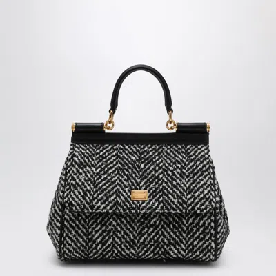 Dolce & Gabbana Dolce&gabbana Chevron Fabric Handbag Sicily Medium Women In White