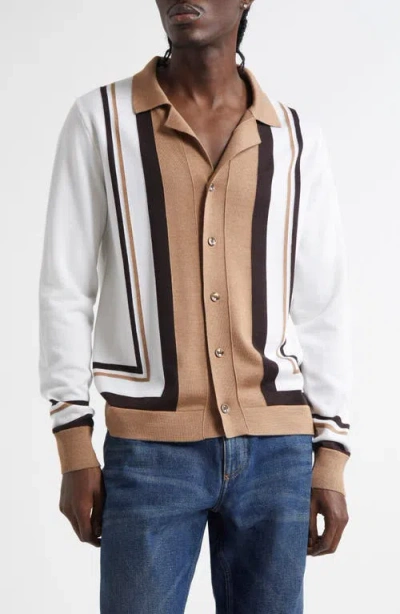 Dolce & Gabbana Wool Cardigan With Dg Embroidery In Neutrals