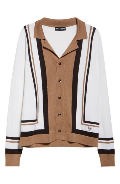 DOLCE & GABBANA DOLCE&GABBANA COLORBLOCK VIRGIN WOOL & SILK CARDIGAN