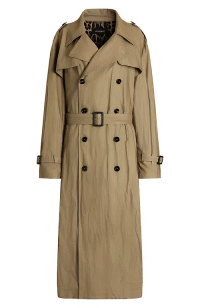 Dolce & Gabbana Dolce&gabbana Cotton Blend Trench Coat In Neutral