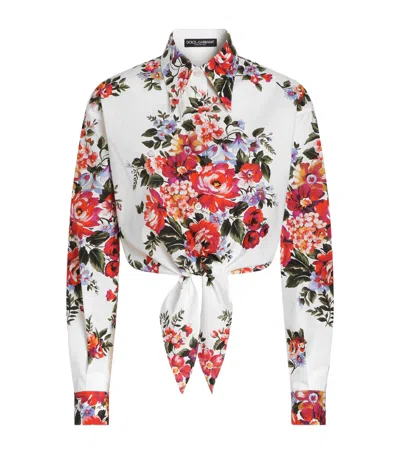 Dolce & Gabbana Dolce&gabbana Cotton Bouquet Print Shirt In Red