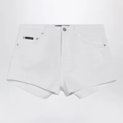 Dolce & Gabbana Cotton Denim Shorts In White