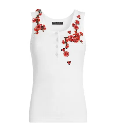 Dolce & Gabbana Dolce&gabbana Cotton Embellished Tank Top In White