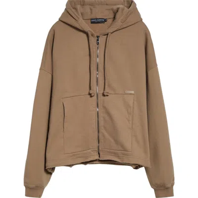 Dolce & Gabbana Dolce&gabbana Cotton Full Zip Hoodie In Brown