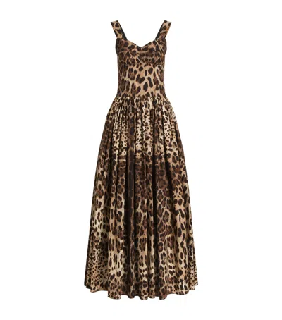 Dolce & Gabbana Dolce&gabbana Cotton Leopard Print Maxi Dress