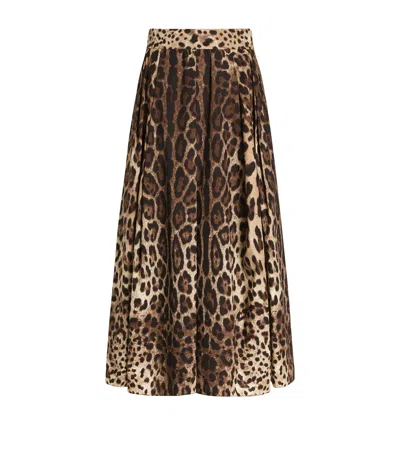 Dolce & Gabbana Dolce&gabbana Cotton Leopard Print Midi Skirt