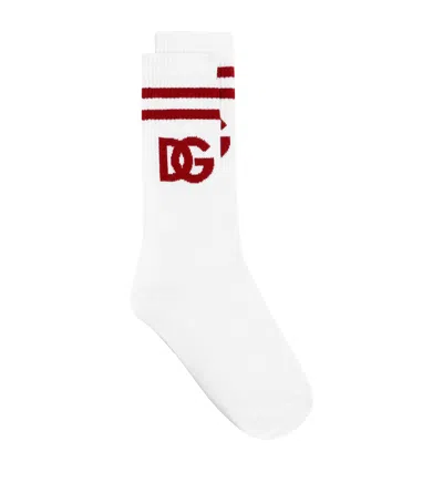 Dolce & Gabbana Dolce&gabbana Cotton Logo Socks In White