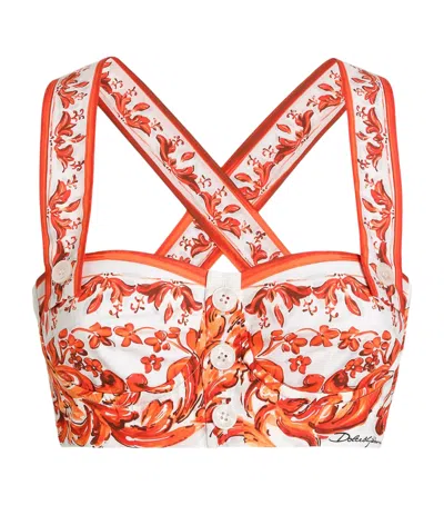 Dolce & Gabbana Dolce&gabbana Cotton Majolica Bustier Top In Orange