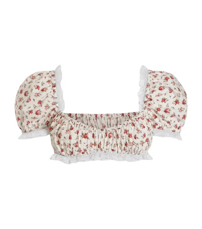 Dolce & Gabbana Dolce&gabbana Cotton-blend Floral Crop Top In White