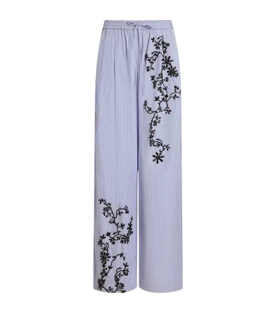 Dolce & Gabbana Dolce&gabbana Cotton-silk Stripe Embellished Trousers In Purple